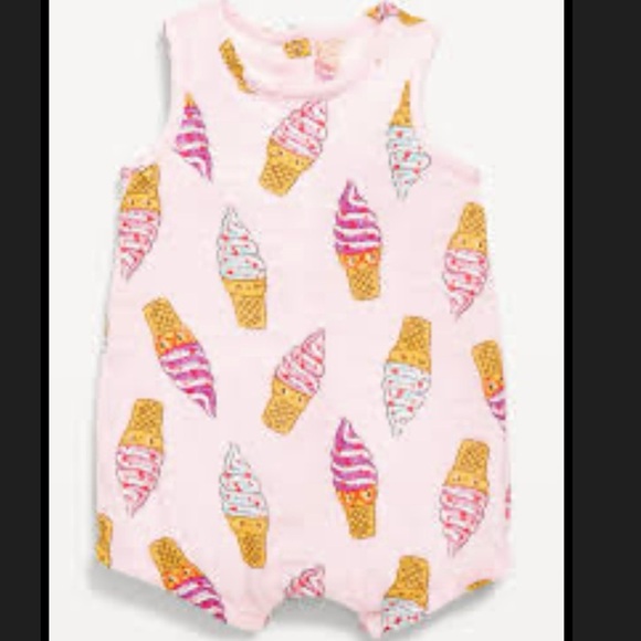 NWT Old Navy Ice Cream Print Baby Romper 24 Months Sleeveless Double Weave - Picture 1 of 4